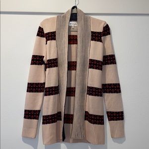 Francesca’s Cream with Navy & Orange Long Cardigan